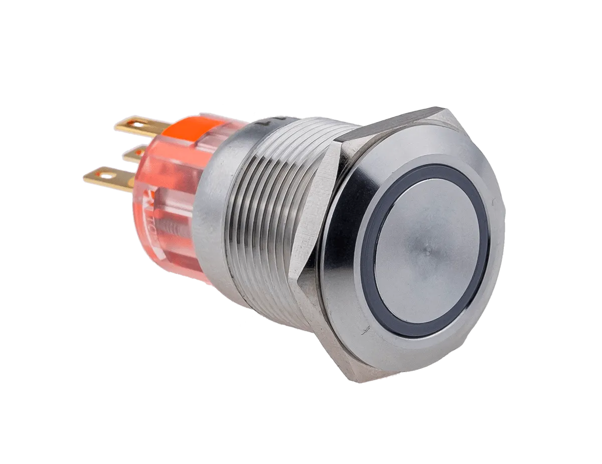 Кнопка с подсветкой синяя, с возвратом, 24В AC/DC, IP67