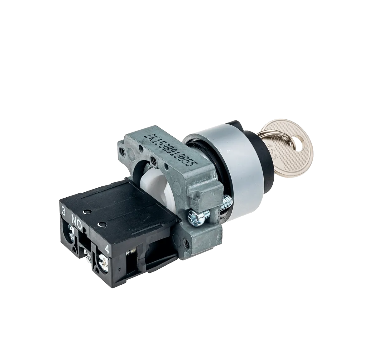 Переключатель с ключом 2 положения 1NO, 1 выемка, с фиксацией