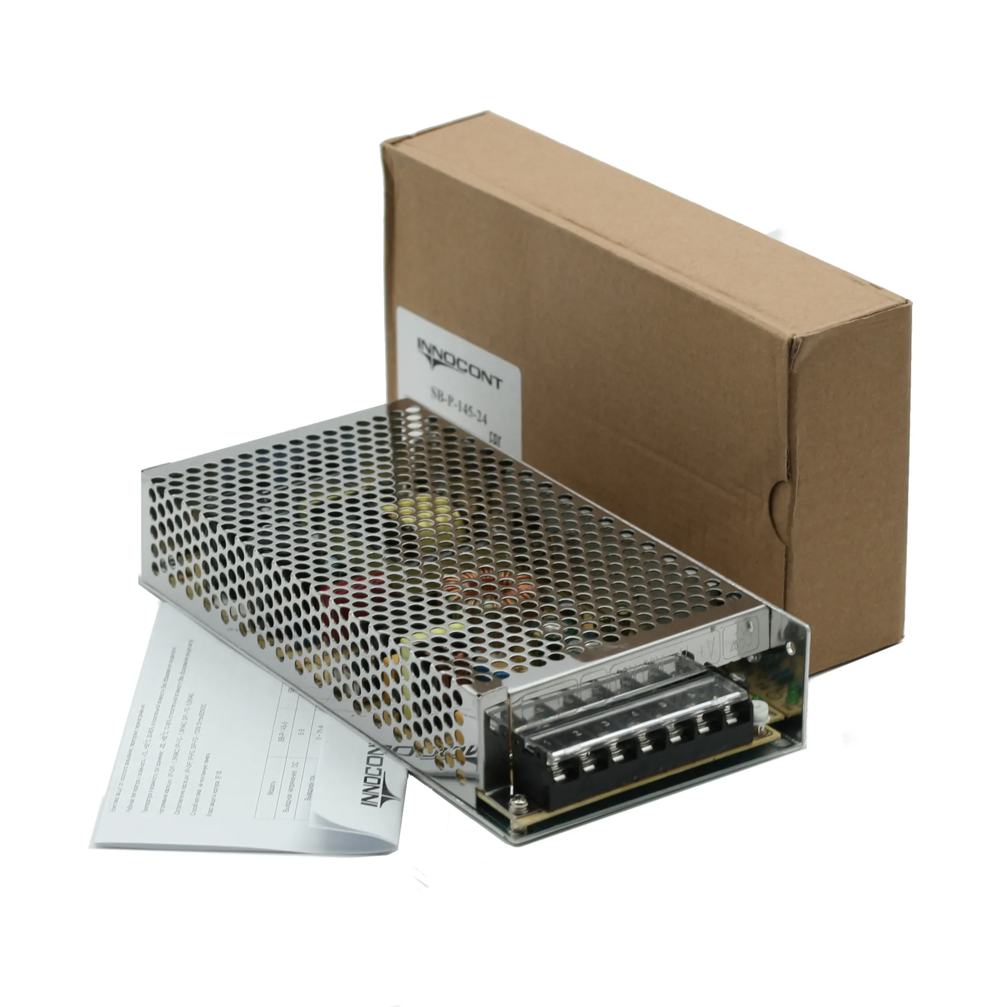 Источник питания INNOCONTвход: 220VAC, 1.3А, выход: 145W, 24VDC, 6A,-10 +50С, IP20, типы защиты: КЗ, перегрузка, перенапряжение SB-P-145-24