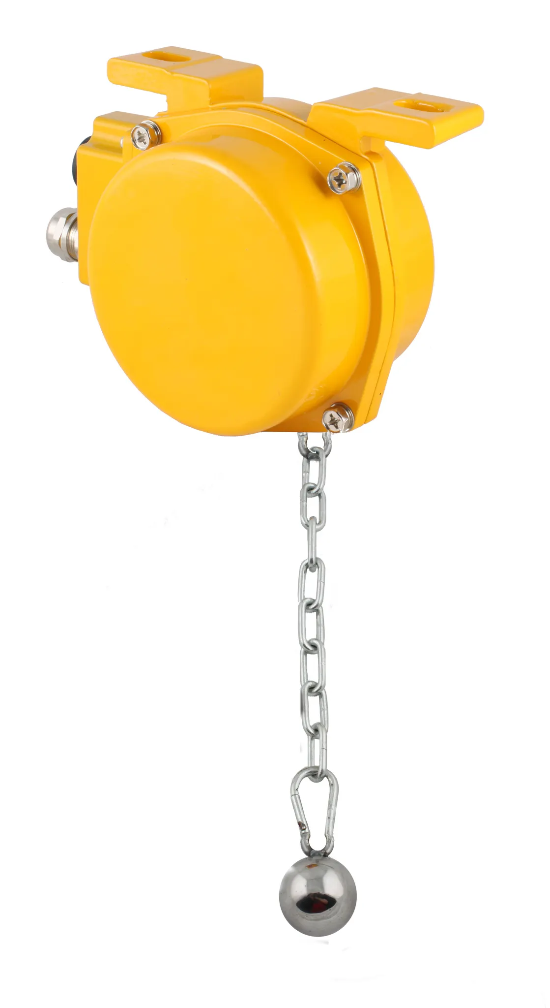 Датчик наличия перегруза на конвейерной ленте в алюм. корпусе, -40...+75С, 250 VAC, 10 A, IP65, релейный выход, крепление чувствительного груза- цепь 1250 мм, нерж. сталь