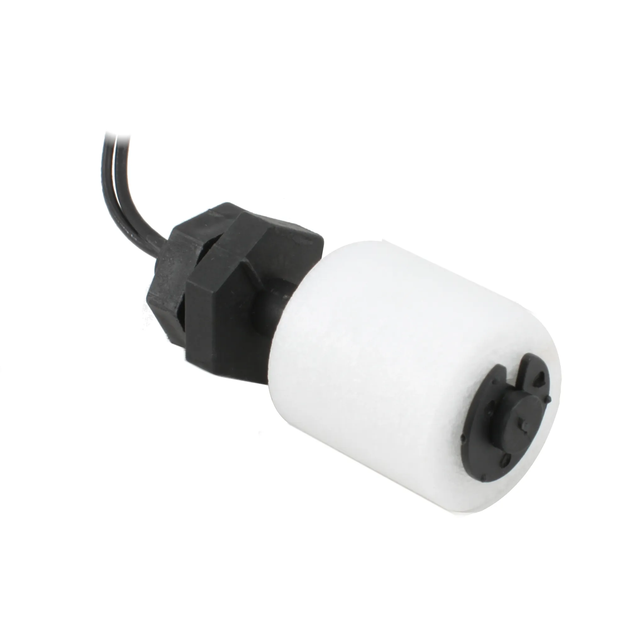 Поплавковый датчик уровня жидкости, вертикальное исполнение, -20 +80 С, соединение- резьба 1/8"PF полипропилен, кабель 500 мм, поплавок D=25 мм полипропилен