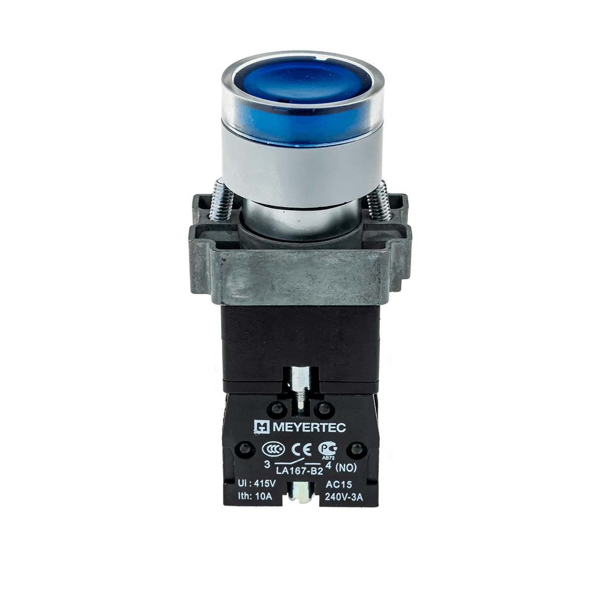 Кнопка с подсветкой синяя, 220V 1NO