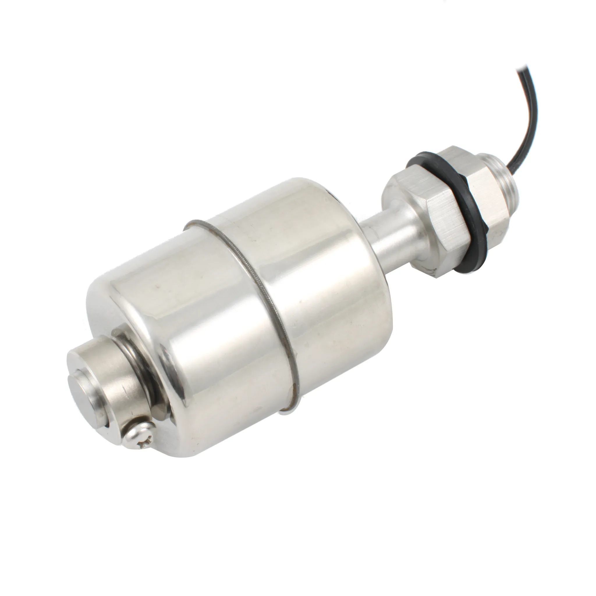 Поплавковый датчик уровня жидкости, вертикальное исполнение, -20 +120 С, соединение- резьба 3/8"PF нерж. сталь, кабель 500 мм, поплавок D=45 мм нерж. сталь