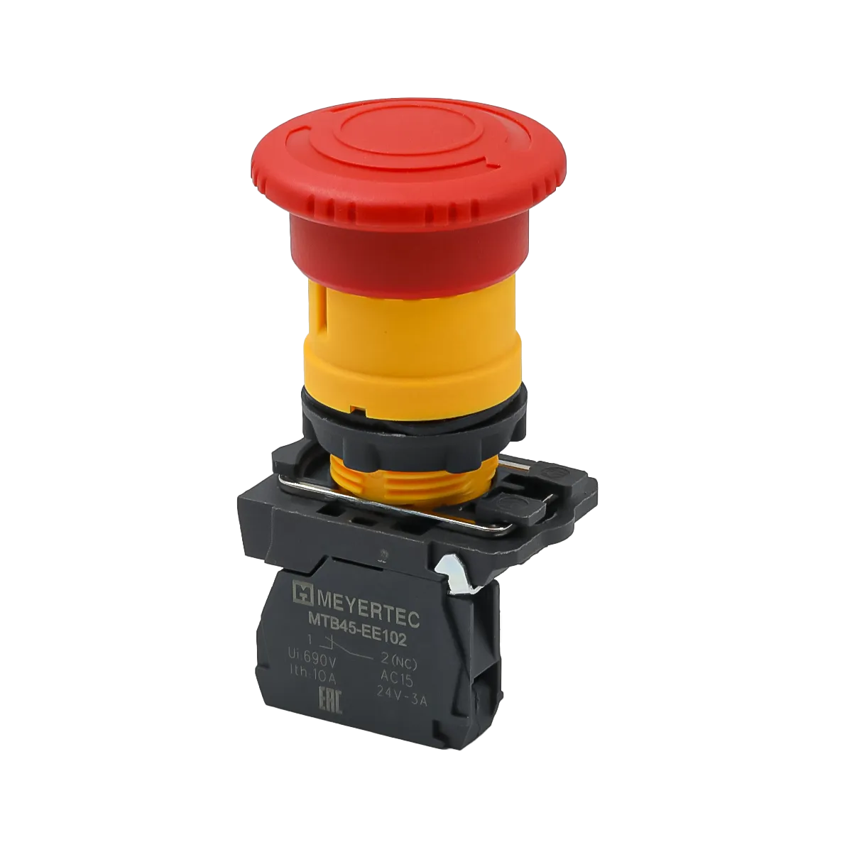 Кнопка грибовидная аварийной остановки, красная, 40 мм, возврат поворотом с фиксацией, 1NC, IP65, пластик