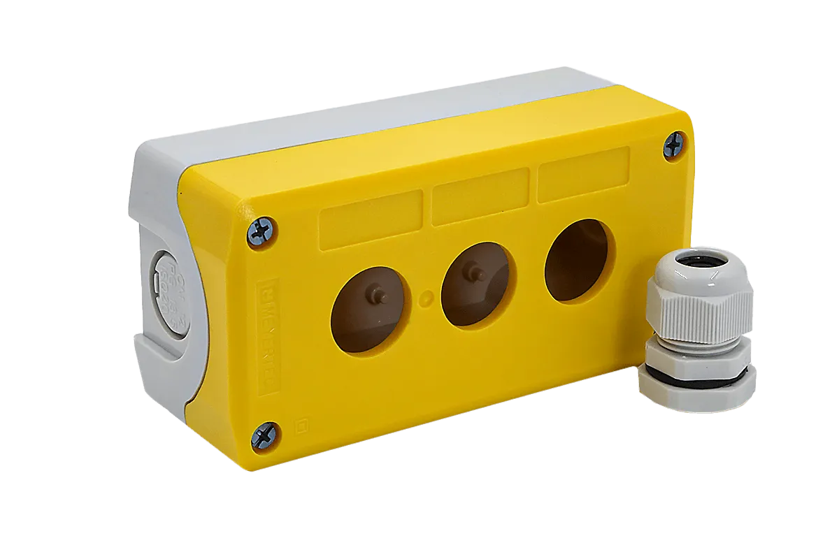 Корпус кнопочного поста, 3 места, желтый, IP67