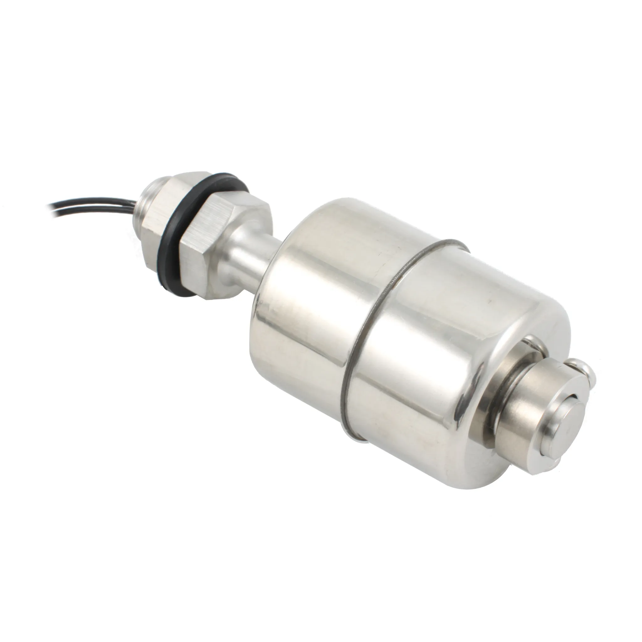 Поплавковый датчик уровня жидкости, вертикальное исполнение, -20 +120 С, соединение- резьба 3/8"PF нерж. сталь, кабель 500 мм, поплавок D=45 мм нерж. сталь