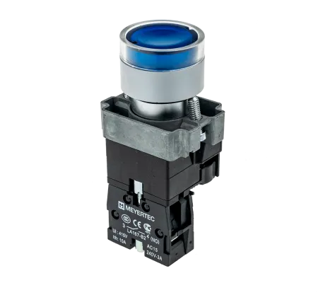 Кнопка с подсветкой синяя, 220V 1NO
