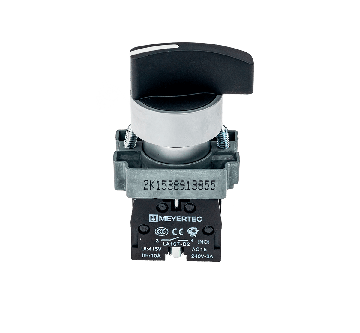 Переключатель длинная ручка, 3 положения, 2NO, с фиксацией