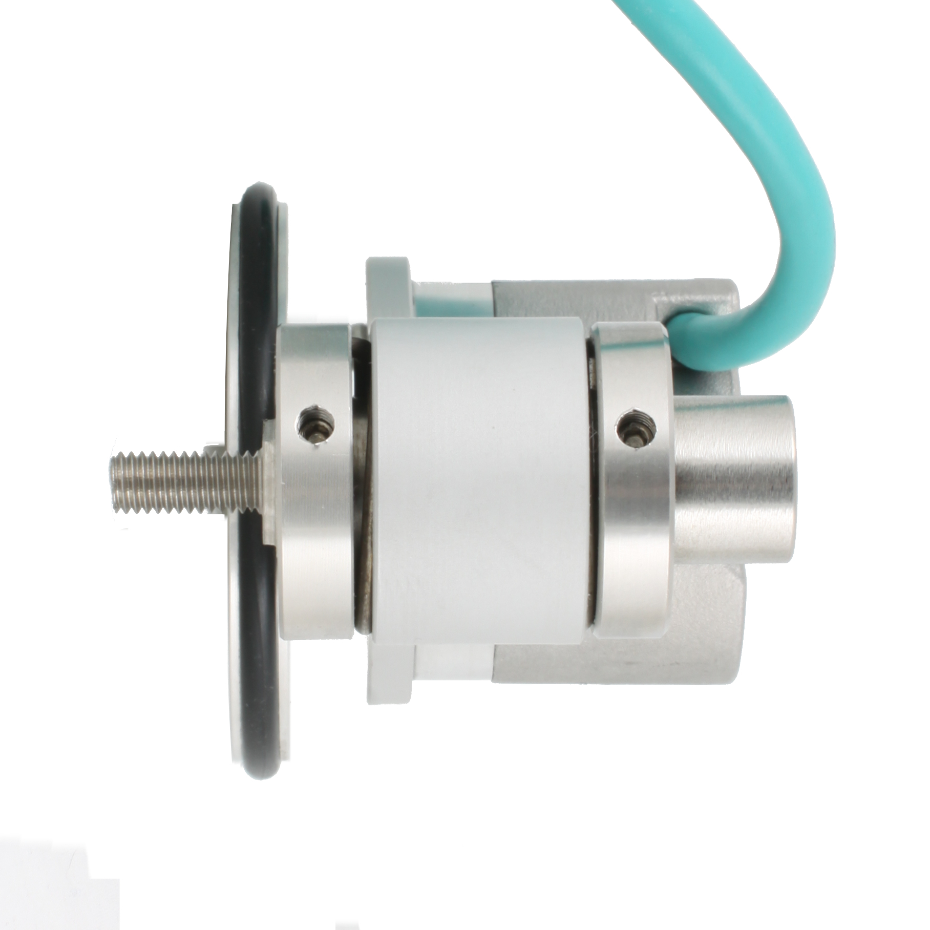 Инкрементальный энкодер D=40мм с мерным колесом L=200мм, контактная поверхность - резина, профиль гладкий, 1имп/1мм, 5…30VDC, выход HTL, IP64, -20…+85°C, тангенциальный кабель 2м