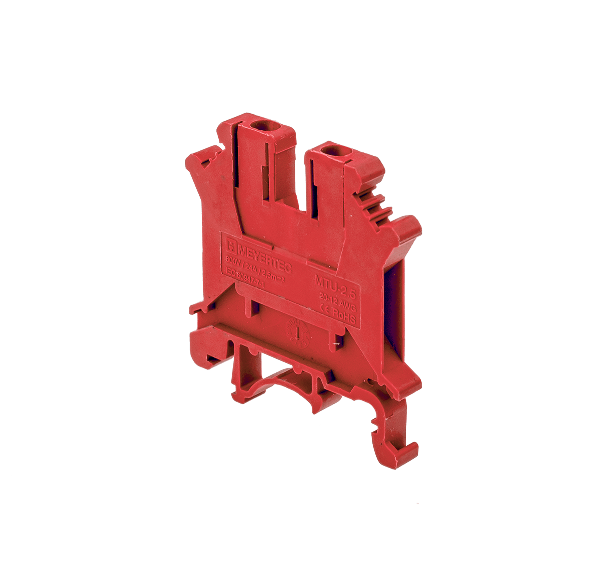 Клемма винтовая проходная, 2.5 мм², красная