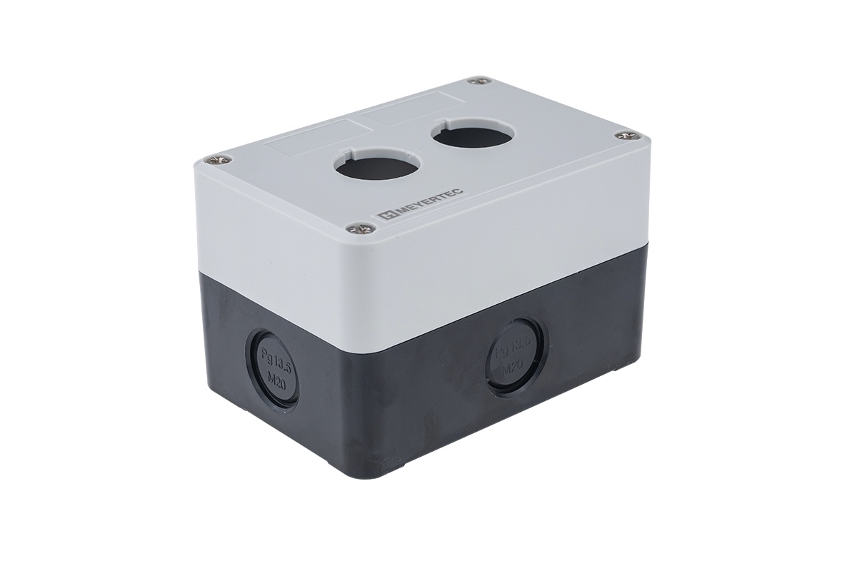 Корпус кнопочного поста, 2 отверстия, серый, IP54