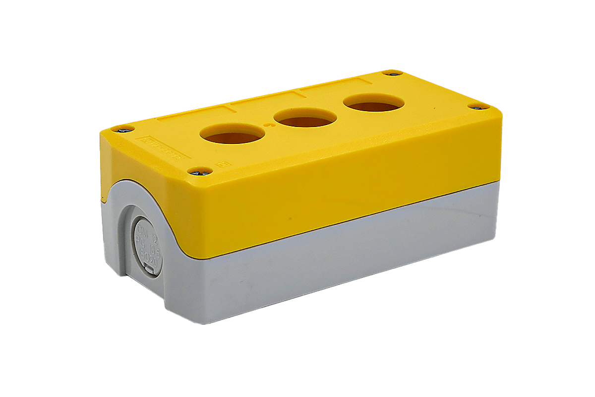 Корпус кнопочного поста, 3 места, желтый, IP67