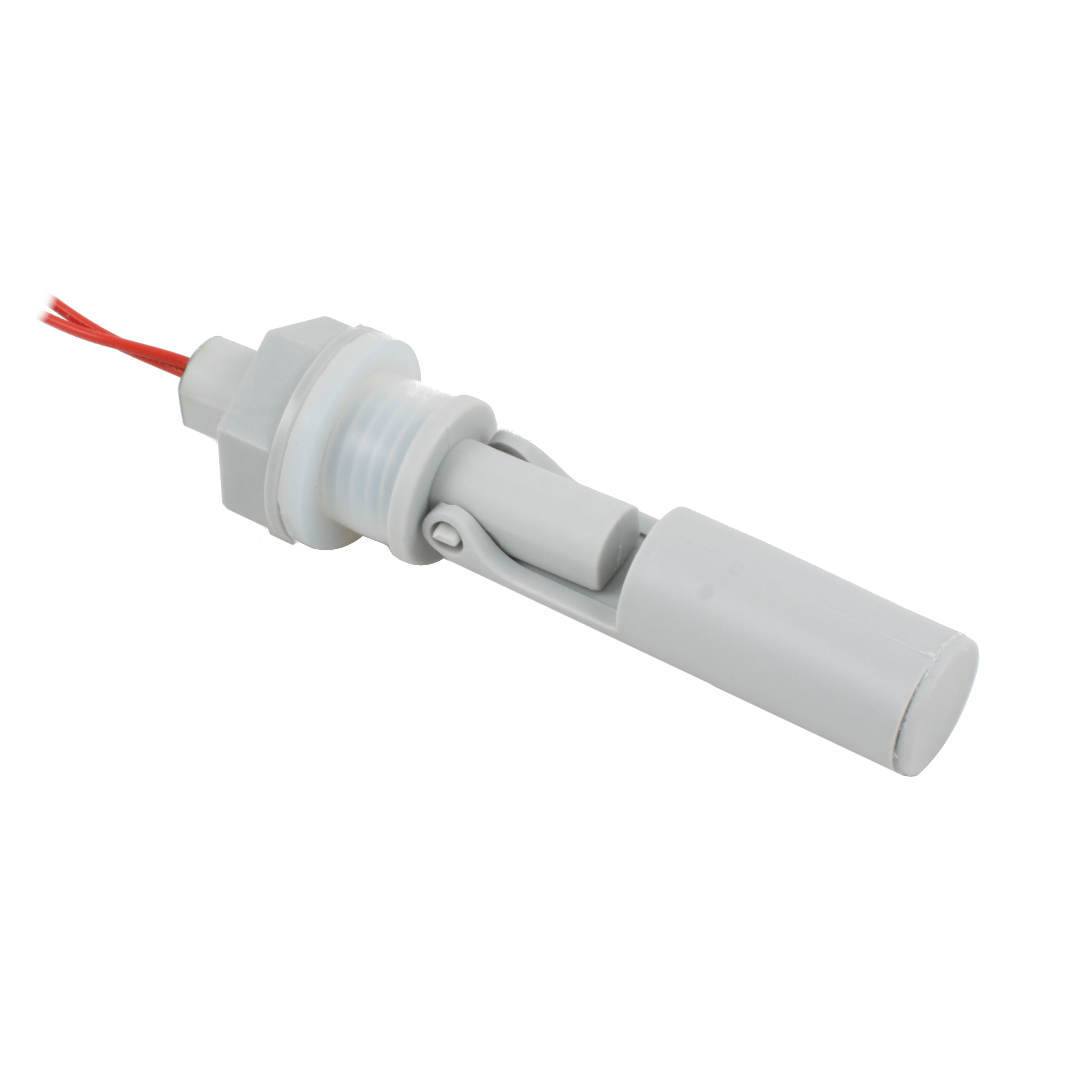 Поплавковый датчик уровня жидкости, горизонтальное исполнение, -20 +120 С, соединение- резьба M16 PVDF, кабель 500 мм, поплавок - PVDF