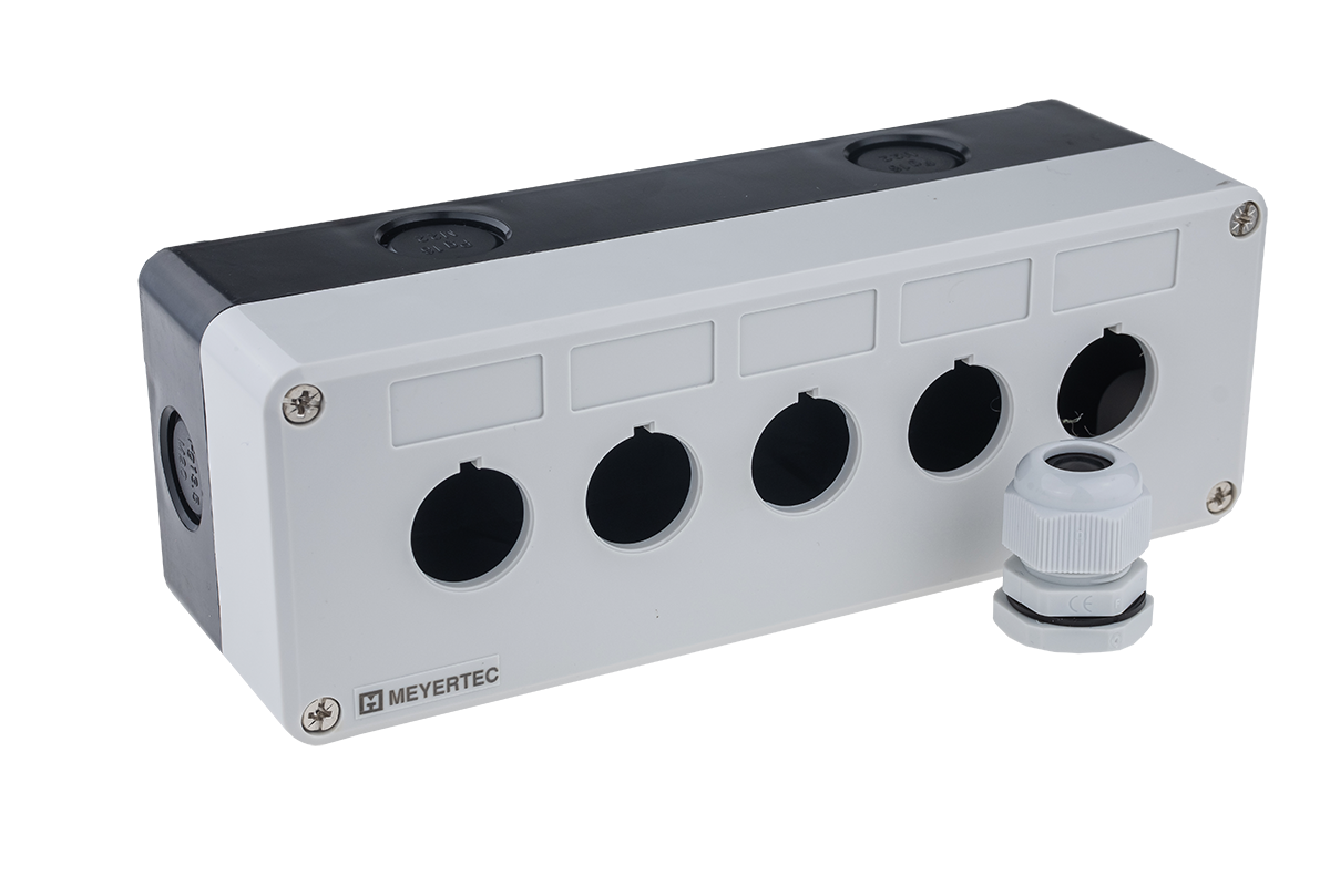 Корпус кнопочного поста, 5 отверстий, серый, IP54