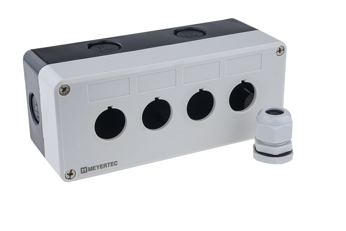 Корпус кнопочного поста, 4 отверстия, серый, IP54