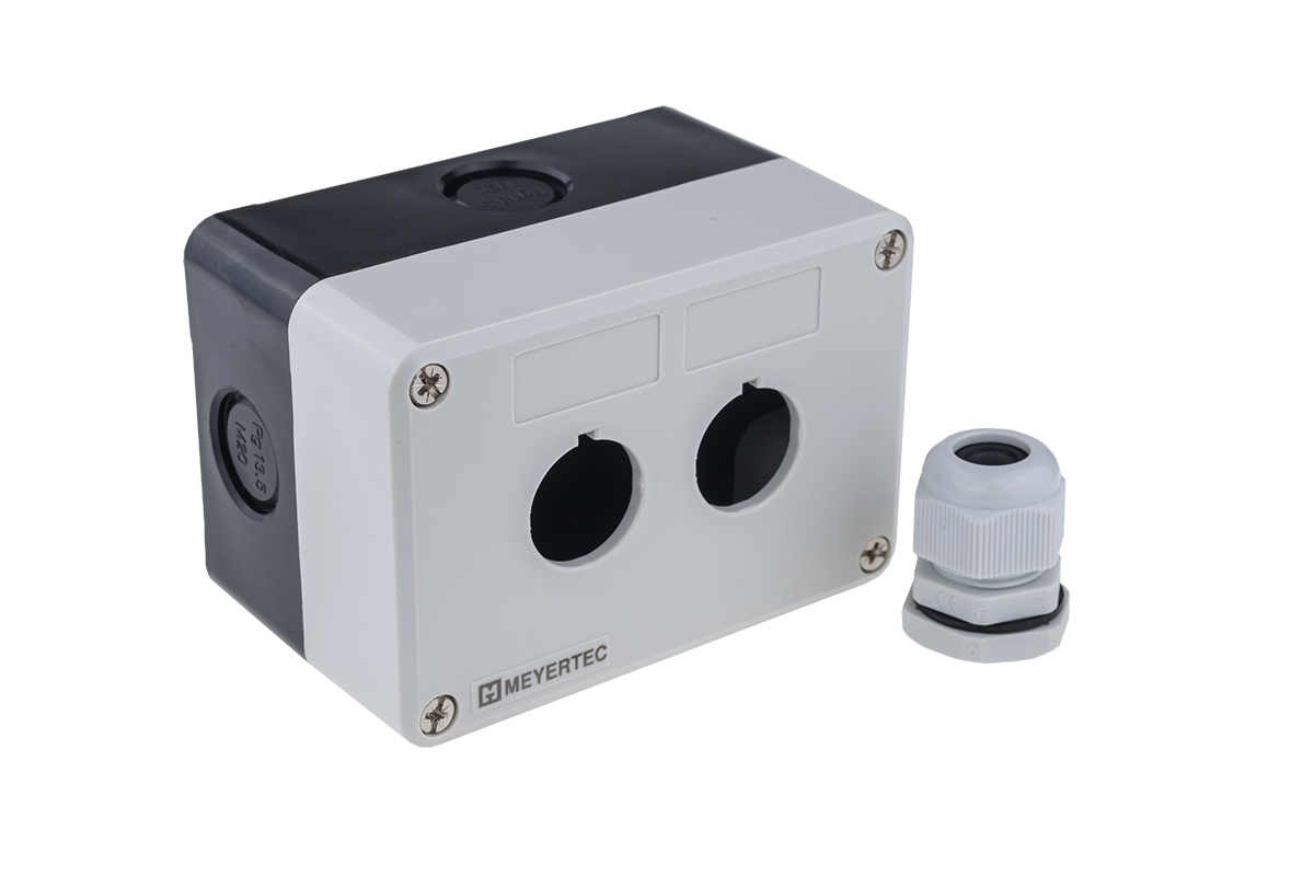 Корпус кнопочного поста, 2 отверстия, серый, IP54