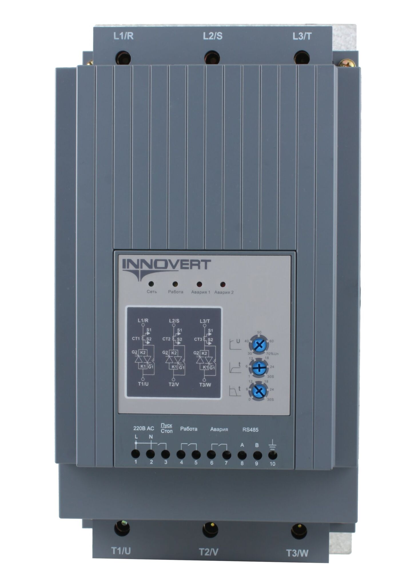 INNOVERT устройство плавного пуска , номинальный ток 90 а, питание управления 220в ac, rs-485 SSD453A43E