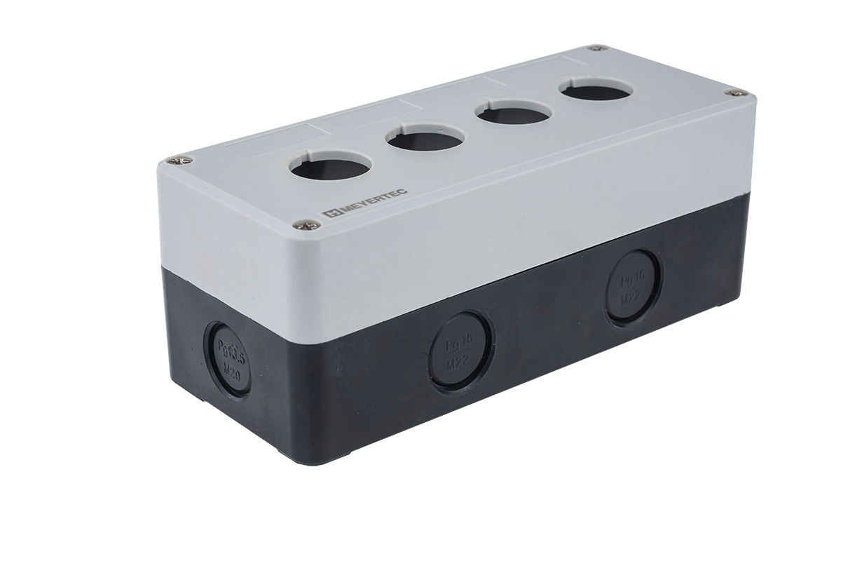 Корпус кнопочного поста, 4 отверстия, серый, IP54