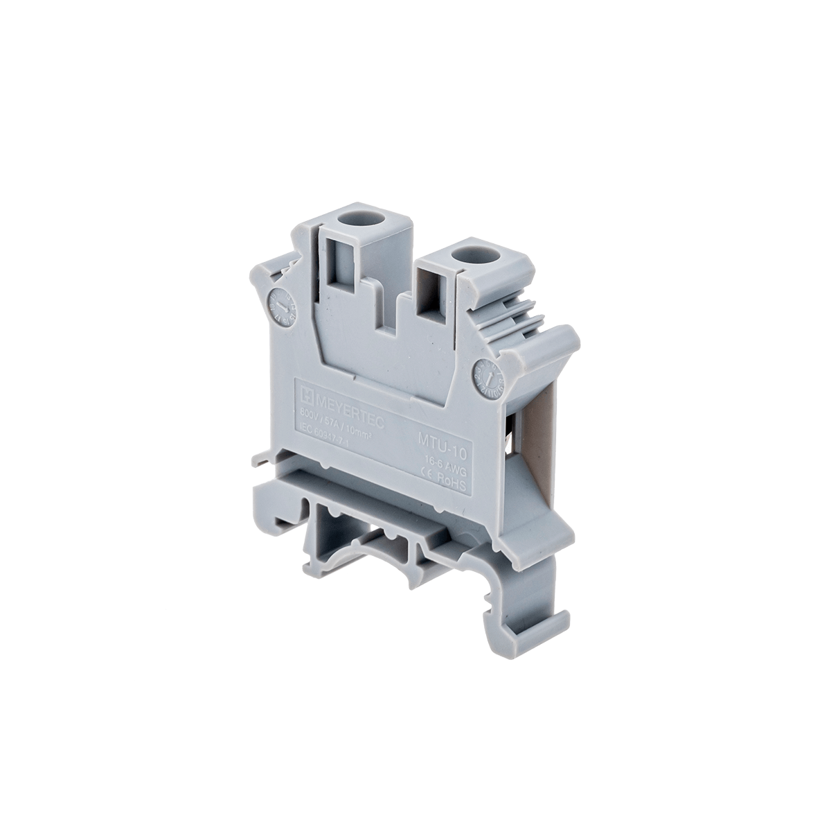 Клемма винтовая проходная, 10 мм², серая